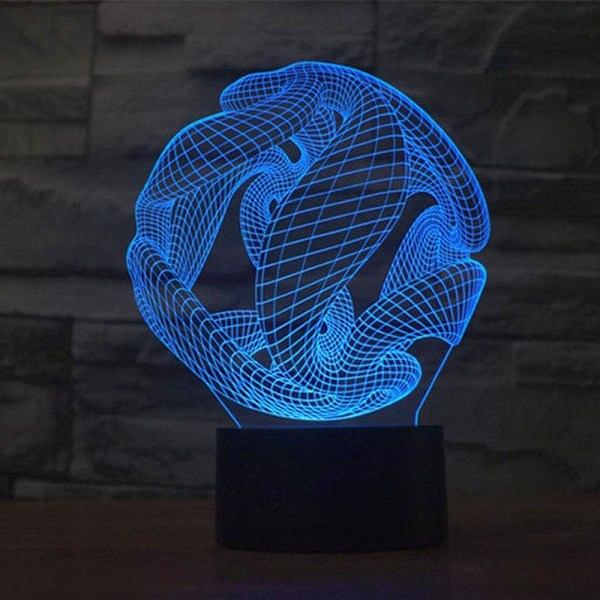Abstrakt 3D Chihuahua Hund Optisk Illusion Nattlampa 7 Färgförändring Touch Switch USB-driven LED Akryl Skrivbordslampa för Jul Thanksgiving