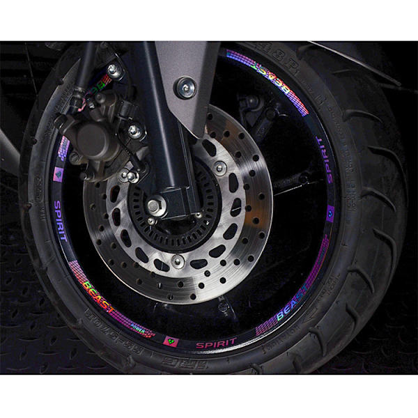 Motorcykelhjuldekal är tillämplig på Kawasaki Ninja400 däckfälgdekal Elfordon N1S hjulnavdekal-L6 grön 17 tum 1,5CM