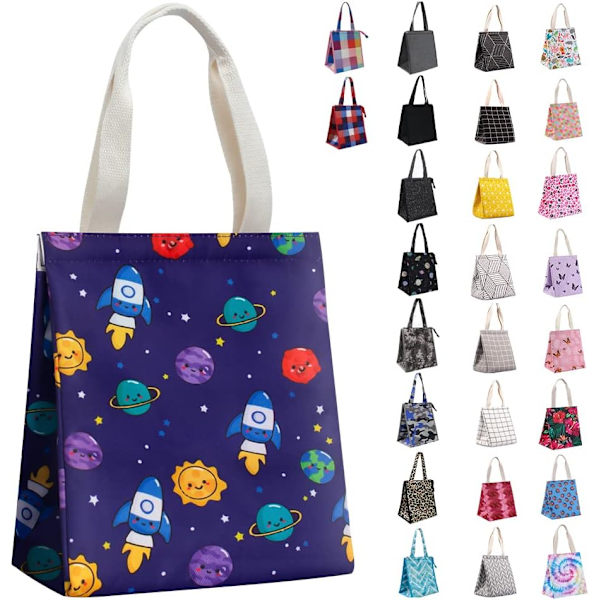 Lunch Bag Isolerad Lunch Bag för Kvinnor Män Återanvändbar Lunch Tote Bärbar Vuxen Termisk Stor Lunch Cooler för Arbete Picknick Strand-Rymdskepp Dark Blue
