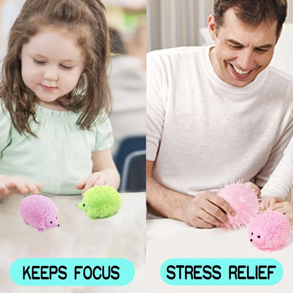 4 STK Fidget Sensoriske Bolde - Pindsvin LED Flash Stress Relief Legetøj, Anti-Angst Squishy Bolde, Sensorisk Legetøj til Rastløse Børn & Voksne A