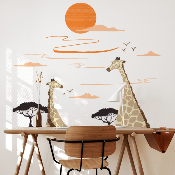 Sol Giraffe Väggdekal Söt Kreativt djur Väggdekor Avtagbar konstdekor Väggmålningar för barn Sovrum Bo Hem Väggar Dekoration
