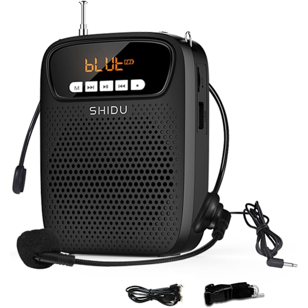 S278 15W Lettvekt Bærbar Oppladbar Mini Stemmeforsterker med Hodetelefonmikrofon Støtter Bluetooth/Opptak/FM-radio/MP3 for Lærere