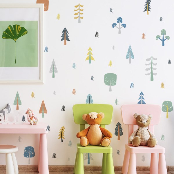Söta skogsträd väggdekaler, lätta att skala och klistra, för vardagsrum, barnrum, väggdekoration i sovrummet