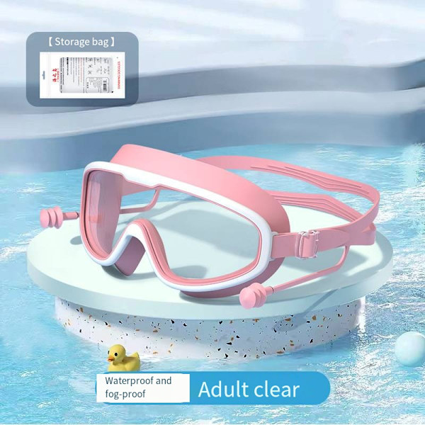 Vuxen Stora Ram Simglasögon Vattentäta Anti-imma HD Simglasögon En-delad Öronpropp Silikon Barn Simglasögon Pink white-bagged for adults