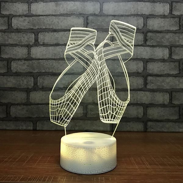 3D Ballet Sko Natlys Lampe Illusion 7 Farve Skiftende Berøringskontakt Lamper Led Julegave med Akryl Flad ABS Base USB Kabel Legetøj