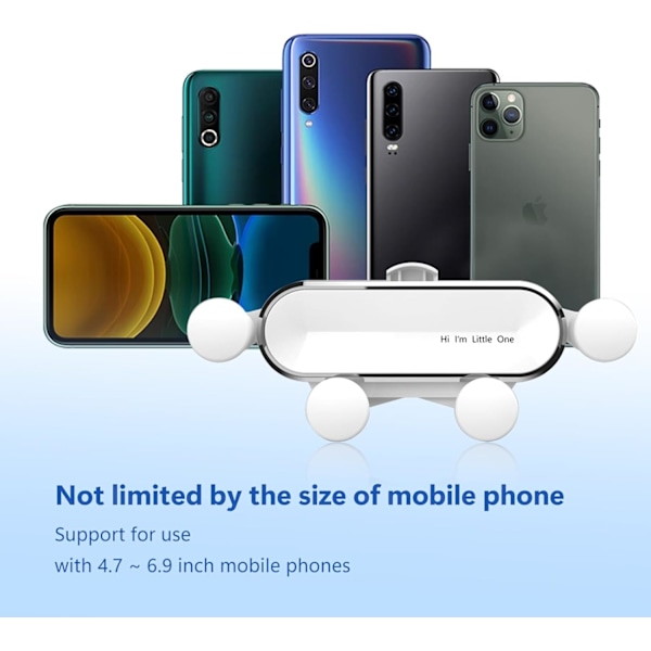 1 PC 360 graders justerbar bilmobiltelefonhållare, bilventilationshållare för telefon, gravitationsmekanisk bilmobiltelefonhållare White