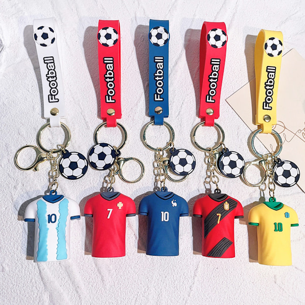 5 st 3d Epoxy Fotbollströja Nyckelring Fotbolls-VM Present VM Souvenir Nyckelring