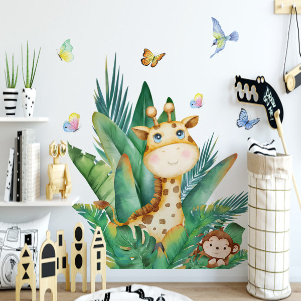 Tecknad gröna växtdjur väggdekaler, avtagbar vinyl tapetdekal, DIY konst väggmålningar för barn sovrum plantskola heminredning