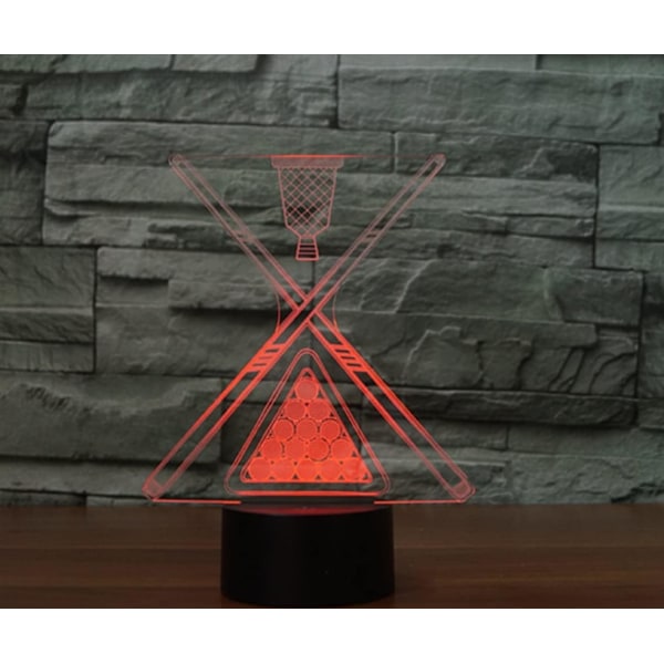 3D Play Billiard Billard Bordlampe med Fjernbetjening 16 Farver Natlys Illusion Akryl LED Bordlampe Sengelampe Børneværelse Skrivebordsdekoration Fødselsdagsgaver Legetøj