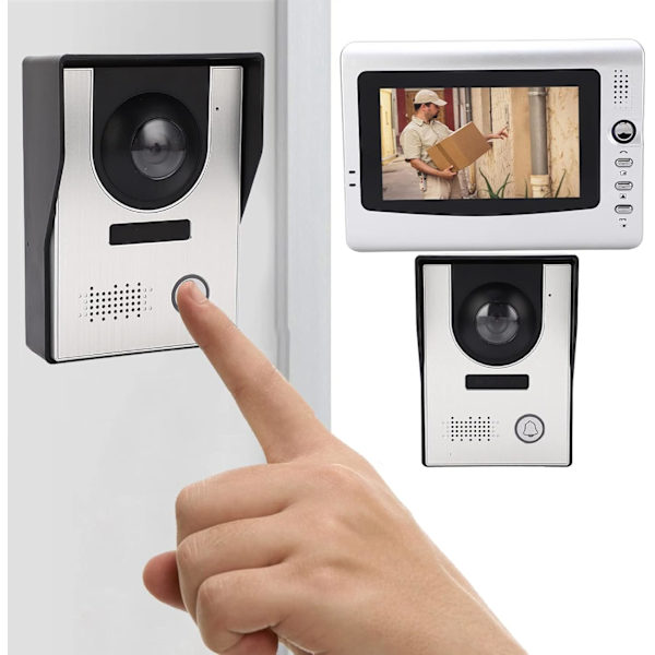 Kablet video dørtelefon system, 7 tommer LCD-skærm video dørklokke dørtelefon system med kamera, understøtter IR nattesyn, dobbeltvejs dørtelefon