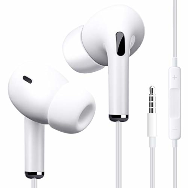 Langalliset kuulokkeet, kuulokkeet mikrofonilla ja äänenvoimakkuuden säätimellä, korvassa ergonomiset meluneristävät kuulokkeet, kuulokkeet 3,5 mm:n liittimellä, S/M/L-korvakärjet, Powe