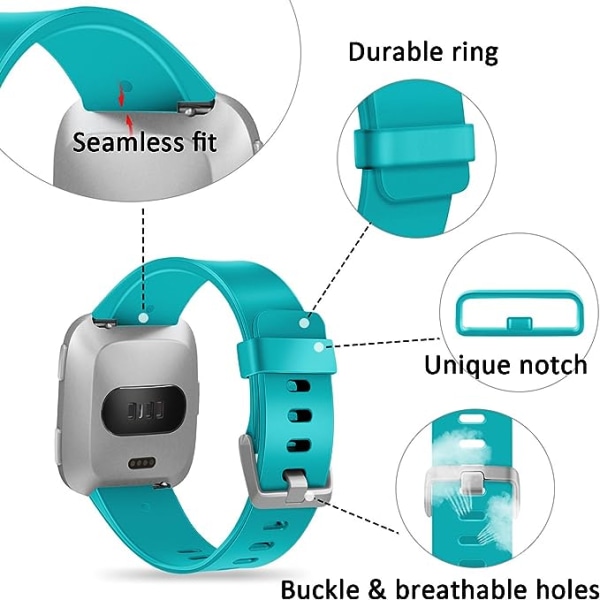 The smart watch strap is compatible with Fitbit versa Smartwatch, versa 2 and versa Lite se watches for women and men（Turquoise-S）