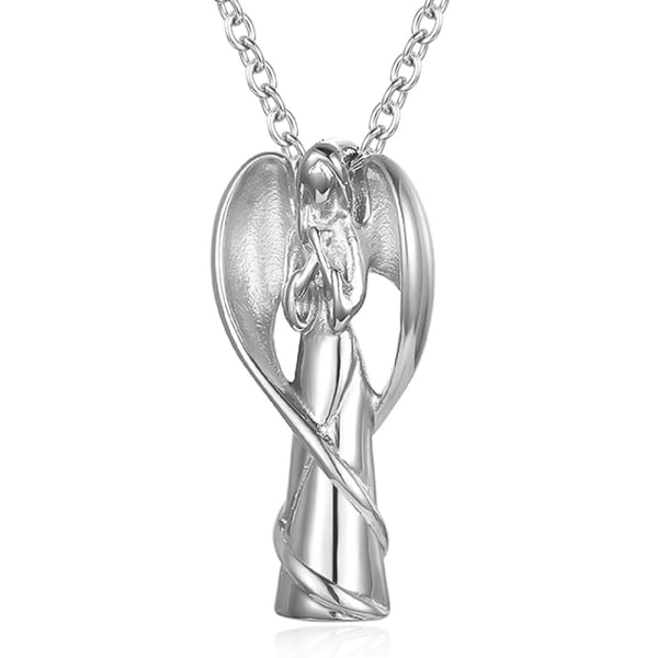 Cremation Urn Necklace for Ashes Angel Wing Keepsake Locket Stainless Steel Cross Cremation Jewelry Waterproof Memorial Pendant(Style#4)