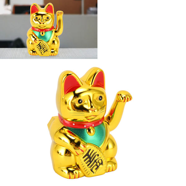 4 tuuman aurinkoenergialla toimiva onnenkissa heiluttavalla kädellä, aurinkovoimalla toimiva Feng Shui -onnenkissat, onnenkutsuvat heiluttavat vaurauden kissat, kodin sisustus  MLY23056 4 Gold