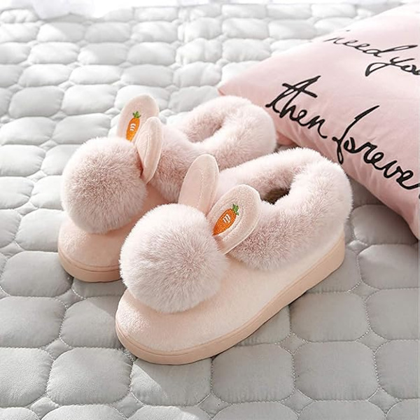 Flickor Söt Kanin Tofflor Dam Memory Foam Tofflor Mysig Plysch Varm Inomhus Hemskor