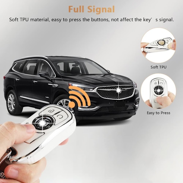 PIFOOG tilbehør til Buick Regal Encore GX nøgleetui 5 knapper blød TPU nøgleskal etui glitrende bil nøglering fuld beskyttelse krystal