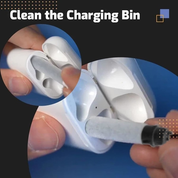 Bærbar Bluetooth-hodetelefoner Rengjøringspenn Verktøy for iPhone Airpod, Multifunksjonell Myk Mikrofiber Støvfjerningsbørstepenn, Svart