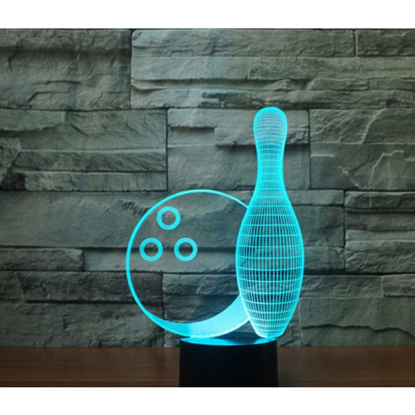 3D Bowling Fjärrkontroll 16 Färger Nattlampor Illusion Akryl LED Bord Sängbordlampa Barn Sovrum Skrivbordsdekoration Födelsedagspresenter Leksak för Barn
