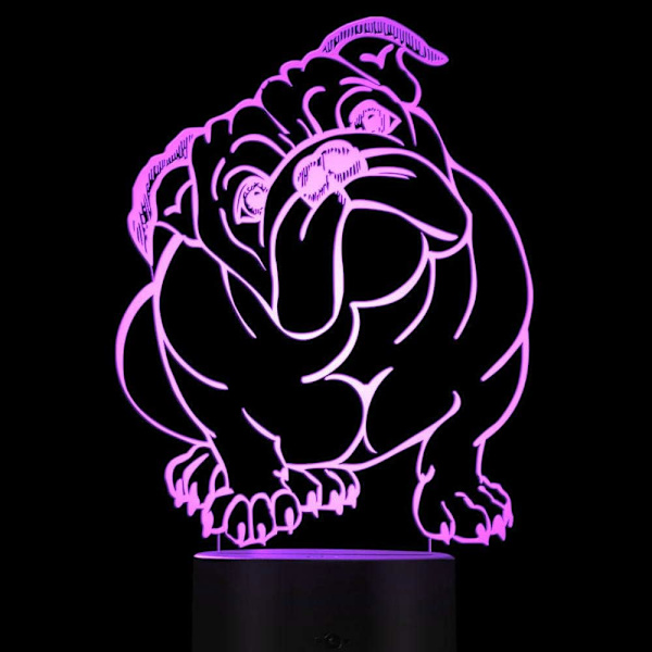 3D Fransk Bulldog Nattlampa Illusion 7 Färgväxlande Touch Switch Bordsskiva Dekorationslampor Akrylplatt ABS-bas USB-kabel Leksak (Buss)