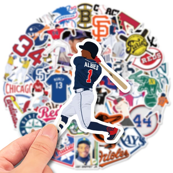 Baseball League Sport Logo Stickers, Set of 50, Waterproof and UV Resistant, Great for All Your Gadgets