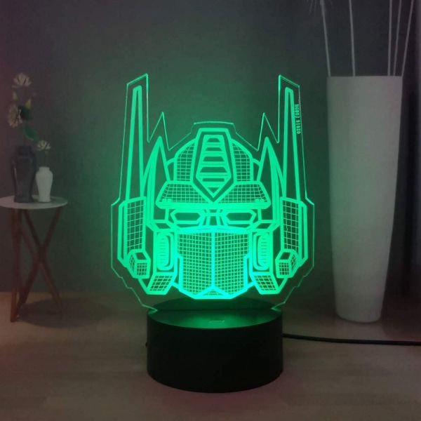 Transformers 3D Natlampe, Optimus Prime 7 Farver LED Bordlampe, Fjernbetjening Børneværelse Natlampe, Børn Drenge Fødselsdag Julegave