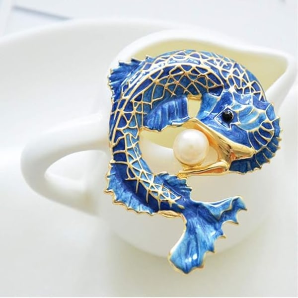 Koi Fisk Karpe Krystal Brocher Søde Emalje Rhinestone Ocean Dyr Revers Broche Pins Mode Smykker til Kvinder Piger Gave