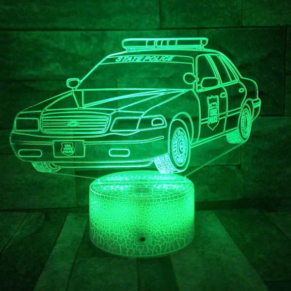 3D Polisbil Nattlampa LED Touch Switch Dekoration Bordskrivbordslampa Optisk Illusion Lampor 7 Färgväxlande Ljus LED Bordlampa Jul Hem Kärlek Födelsedag Barn