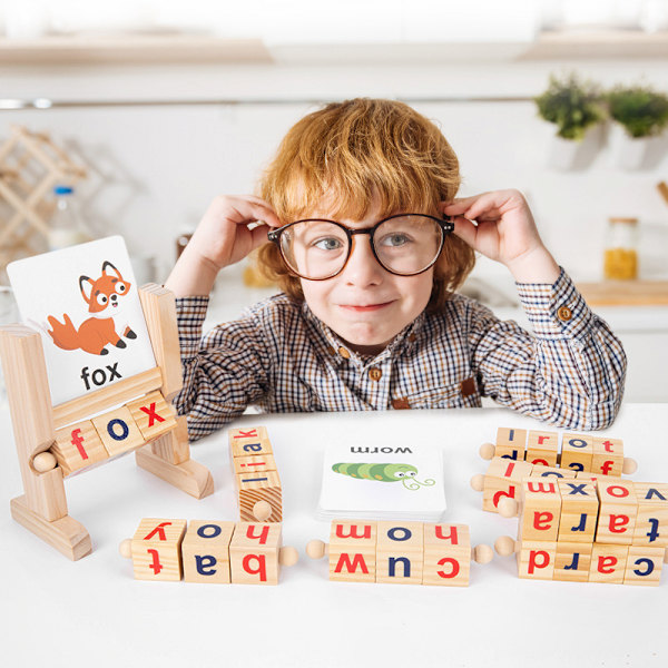 Spin and Read Phonics Træ Læseblokke | Læringsressourcer og Montessori Trælegetøj til Børn i Alderen 3 4 5 6