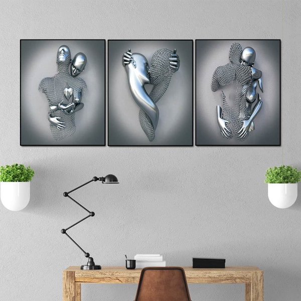 Wekity Intertwined Love Wall Art Canvas Print Poster, Enkel Fashion Painting Art Decor för Hem Vardagsrum Sovrum Kontor (Set om 3 Oinramade, 8x10 i