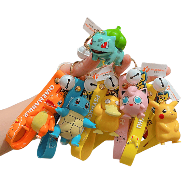 3D Bulbasaur Pokemon Nyckelring, Mjuk Silikon Nyckelring med Klocka & Handledsrem, Söt Samlarobjekt Anime Väskberlock Present B