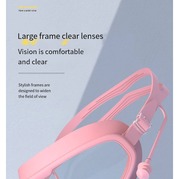 Vuxen Stora Ram Simglasögon Vattentäta Anti-fog HD Simglasögon En-delad Öronpropp Silikon Barn Simglasögon Pink[Plating]-Boxed Kid