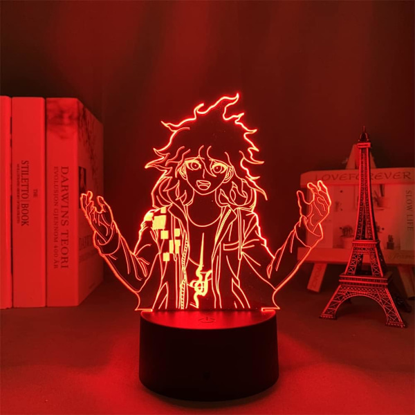 Akryl 3D Illusion Lampe Anime Nagito Komaeda 7/16 Farveskiftende Fjernbetjening Led Natlampe Lampe til Soveværelsesdekoration Børns Fødselsdagsgave