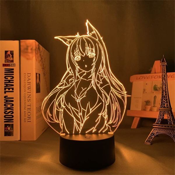 Anime Nekopara 3D Illusionslampe Fargerik Nattelys RGB 16 Farger med Fjernkontroll Soveromsdekor Akryl Bordlampe Barn Bursdag Julgaver