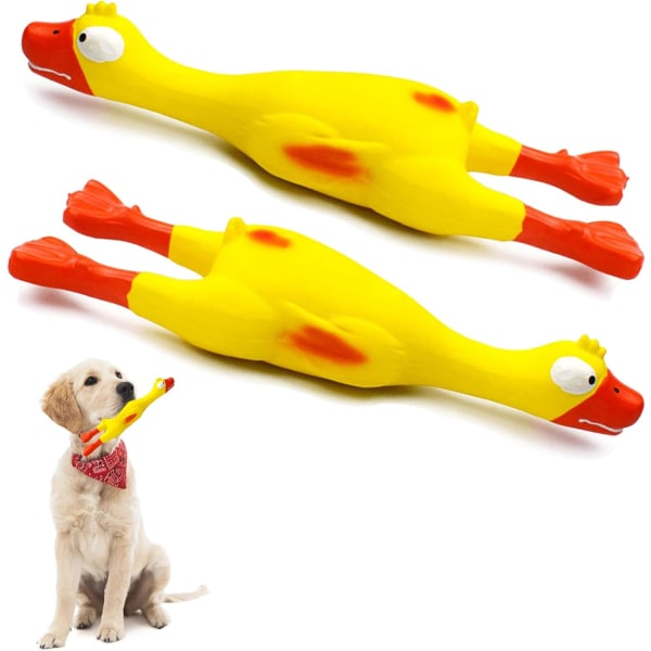 Skrikande gummi kyckling hund squeaky leksak, latex tugga molar hund leksak, 2-pack