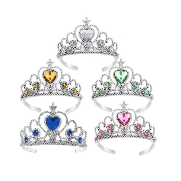 Klä upp Tiara Crown Set Princess Kostym Party Accessoarer för barn/flicka/ toddler (gul+blå+grön+rosa+vit)