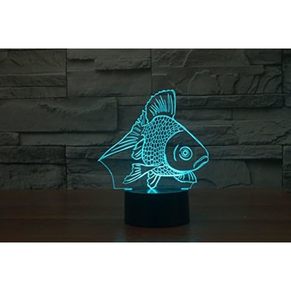 3D Guldfisk Fjärrkontroll 16 Färger Nattlampor Illusion Akryl LED Bord Sänglampa Barn Sovrum Skrivbords Dekoration Födelsedagspresenter Leksak för Barn