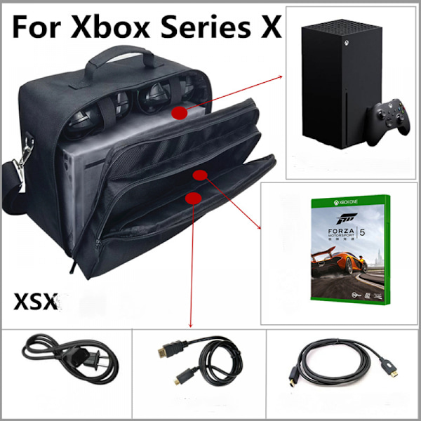 Passar till Microsoft Xbox Series X Hemspelkonsoler/spel-CD-skivor, Bärbar Diagonal Axelväska