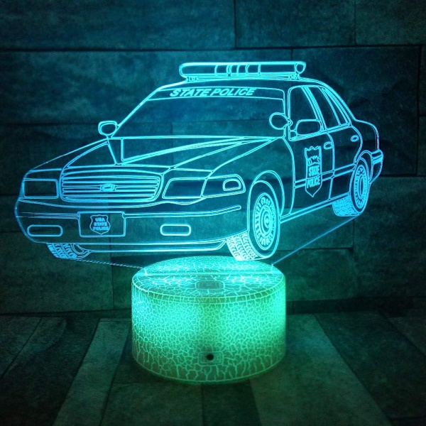 3D Polisbil Nattlampa LED Touch Switch Dekoration Bordskrivbordslampa Optisk Illusion Lampor 7 Färgväxlande Ljus LED Bordlampa Jul Hem Kärlek Födelsedag Barn