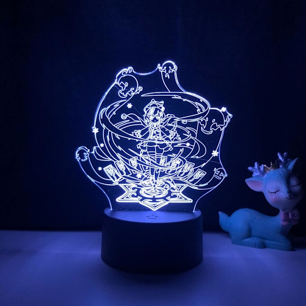 3D LED Nattlampa Genshin Impact Önska Akryl LED Lampa Spel