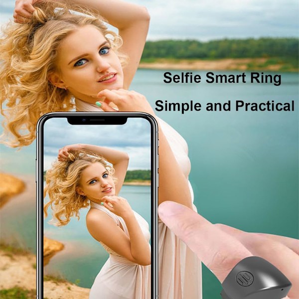 Laddningsbar Bluetooth 5.1 Smart Ring Selfie Fjärrkontroll för iPhone & Android Trådlös Fjärrkontroll Selfie Slutarsläpp White