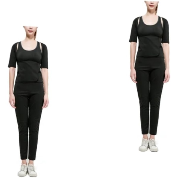 WJ 4 delar Plus Size Träningskläder för kvinnor Sportkläder Träningsoverall för kvinnor Jogging träningsoverall Mage Midja Träningsoverall för kvinnor Set Blackx2pcs mx2pcs