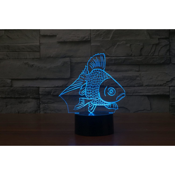 3D Guldfisk Fjernbetjening 16 Farve Natlys Illusion Akryl LED Bord Sengelampe Børneværelse Skrivebords Dekoration Fødselsdagsgaver Legetøj til Børn