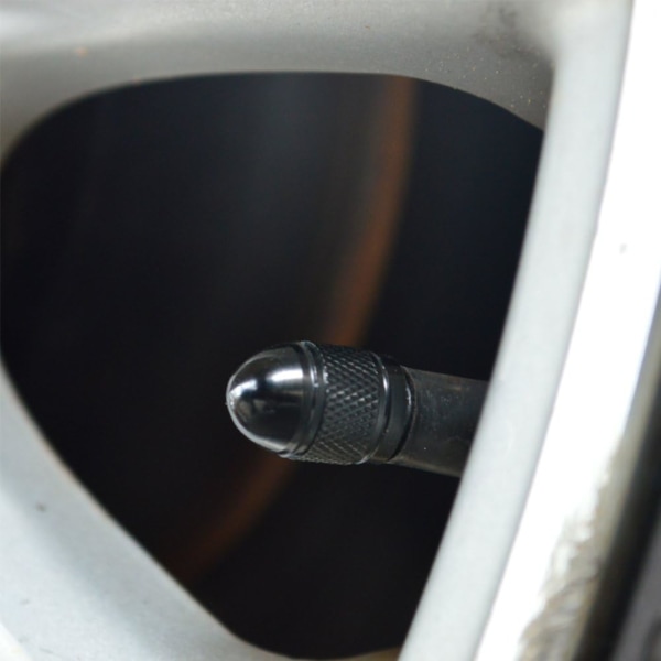 Aluminium kule-stil bil lastebil luftport dekkfelg ventil hjulstammehetter (4-pakning) (svart)