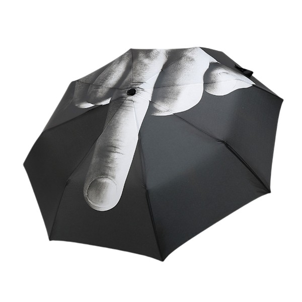 Sjov folde-selv-midterste-finger-paraply - Kreativ gave til mænd/kvinder (sort (midterste-finger-mønster)