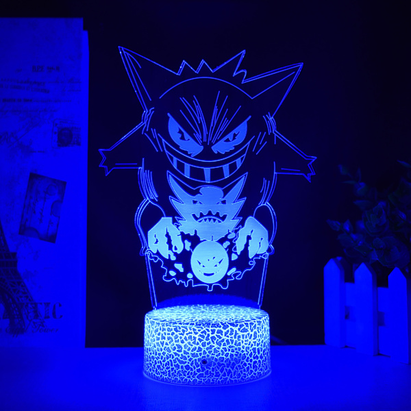 Gengar 3D LED-lampa för sovrum Manga nattlampor Anime actionfigur dekoration present sovande belysning