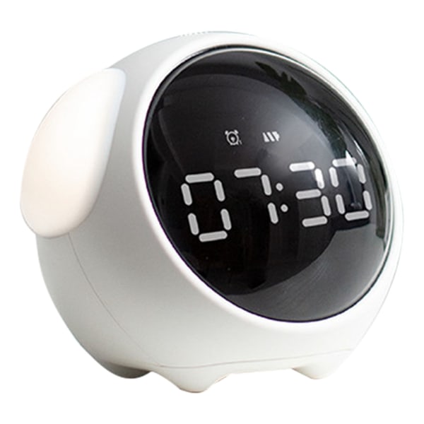 Expression Clock Söt hundform multifunktionell LED digital väckarklocka Röstaktiverad nattljus White