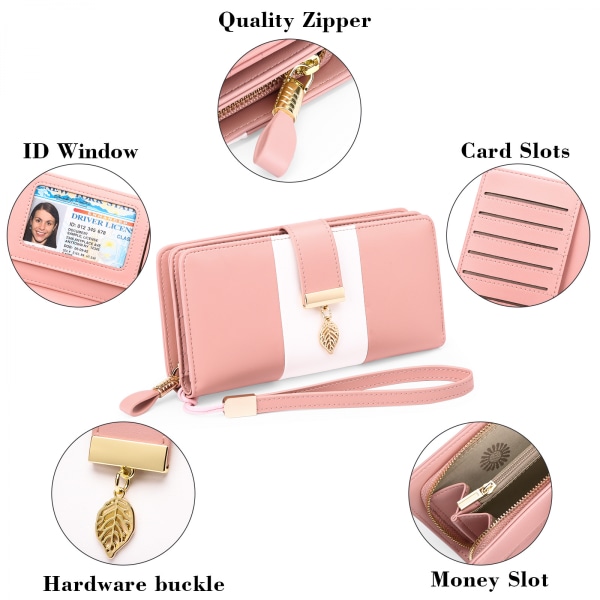 Naisten lompakko RFID-esto Nahkainen Multi Suurikapasiteettinen vetoketjullinen matkalompakko (musta)