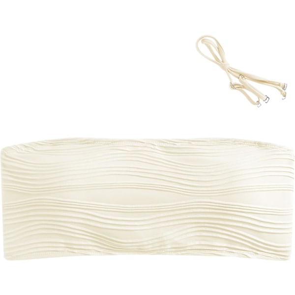 WJSMWomen 2-delad bandeau-baddräkt Ribbad spets upp Strapless Bandeau Bikini Set High Cut Baddräkter 5-top Only-2beige XL