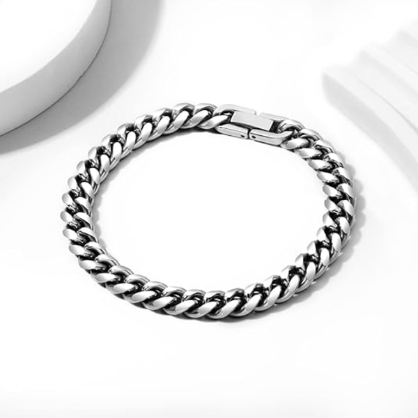 Gulddiamanterade Miami Cuban Link Kedjormband för Män Kvinnor, 8mm 18K Guldförgylld Rostfritt Stål Curb Kedjormband