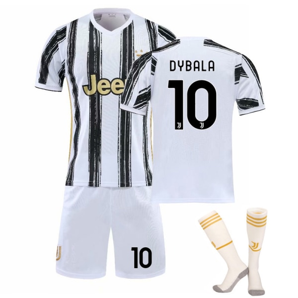 2021 Juventus Hemma- och bortaställ nr 10 Dybala Barn Vuxna Fotbollströja Träningströja Set 黑白 22